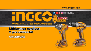 INGCO Combo set ไขควงกระแทกไร้สาย 20 โวลท์ 285NM + สว่านแบตเตอร์รี่ไร้สาย 20v （แถมฟรี แบต 2ก้อน และแท่นชาร์จ )  สินค้ามีหลายตัวเลือก