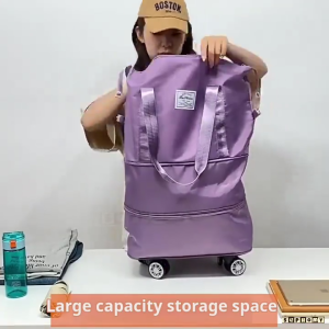 SG🔥 [READY STOCK] Travel Bag Expandable Large Capacity Hand Carry On Luggage Trolley Bag With Wheels Removable Wheels