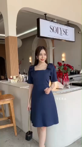 SG937 เดรสออกงานโบว์ไหล่มาใหม่ สวยลูกคุณมากคร๊าา มี 6 สี งานผ้าบาร์บี้