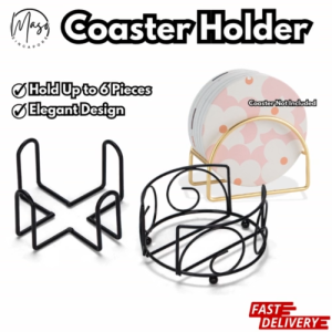 Coaster Holder for 10.5cm Coasters - Wrought Iron Classic Design Hold 5 - 6 Coasters