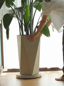 Movable Round Plant Pot Tray with Wheels  Big Planters Heavy Duty Pot Tray Indoor Outdoor