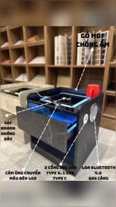 Tủ Đầu Giường Thông Minh Giá Siêu Rẻ Tích Hợp Sạc Nhanh Không Dây Đèn Ngủ 3 Màu Cổng Sạc Nhanh Không Dây Type A Type C Loa Siêu Bass Bluetooth BH 12 tháng