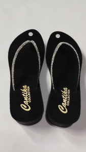 Sandal Wedges  Wanita Kekinian Jepit Blink Kristal 5 cm