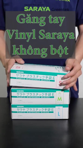 [COMBO 2 HỘP 200 CÁI] Găng tay Saraya Vinyl không bột trong suốt công việc nhẹ chế biến thực phẩm LOẠI MỎNG 4 GRAM