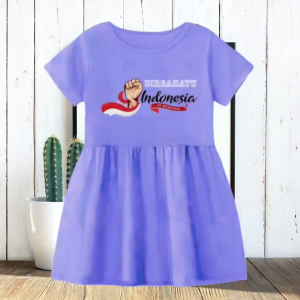Dress Kerut 17 Agustus anak perempuan usia 1-8 tahun bergambar terbaru bahan Babyterry