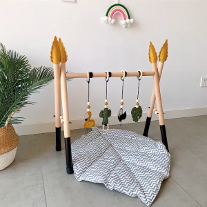 SG EmmAmy® Baby Wooden Play Gym Newborn Fitness Rack with 4 Hanging Sensory Toys Baby Room Decoration Newborn Learning Educational Toys