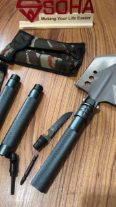 TK-27 Sekop Multifungsi Skop Alat Berkemah Portabel Berkebun Rumah Sekop Lipat Pisau Peluit Cangkul Pacu