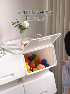 SALVO Stackable Plastic Storage Box With Wheels Flip Top Home Organizer For Toys Ottoman Snack Drawer Storage Cabinet Mega Box