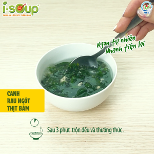 Canh rau ngót thịt bằm ăn liền I-Soup (túi 06 viên)- Viên Súp Sấy Thăng Hoa