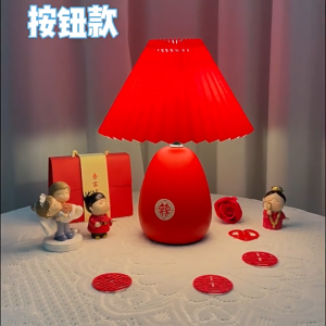 Đèn Bàn Tân Hôn Đèn Bàn Gốm Màu Đỏ Dành Cho Đám Cưới Ánh Sáng Ấm Áp