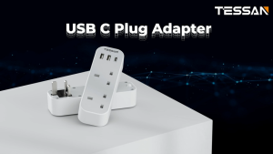 TESSAN Extension Plug With USB Type C Multi Plug Power Extension Adapter USB Charger Wall Socket