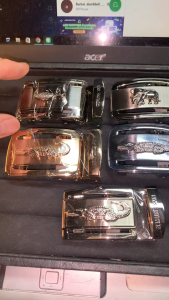 หัวเข็มขัดอัดโตโลมัสล๊อค37มมเนื้ออลูมีเนียมสีโคเมียมแบบปะหนัง