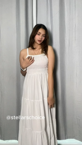 SC126 Smocking Halter Flowy Maxi Dress