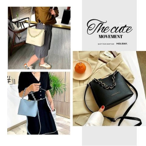 LHMonday สุดฮอตตต กระเป๋าแต่งโซ่ รุ่นนี้เข้าใหม่ งานสวยมาก เป็นหนัง PU ทรงสวย แมทช์ง่าย ทันสมัย ใส่ของได้แบบกรุบๆ ราคาถูกๆ ไม่มีไม่ได้แล้ว