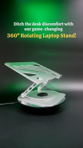 L37 Aluminum Alloy + Silicone Adjustable ROTATING Laptop Stand Silver 360° Rotation Multi-Level Foldable Portable Anti-Skid Heat Dissipation Ergonomic Aesthetic Design Non Shaking Tablet Holder for HP Dell Laptop Macbook iPad Smartphone Book Etc.- VMI