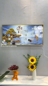 Đồng Hồ Treo Tường "HƯƠU TUẦN LỘC" In UV 5D Cao Cấp