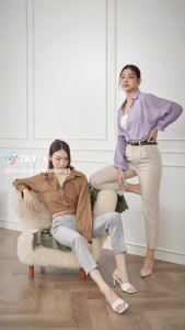 Snow Slim กางเกงขากระบอกเล็ก จีบหน้า2จีบ ผ้าสโนว์นู้สบาย ทรงสวยอังกฎหุ่น ไม่ทำให้อึดอัด กระบอกดำกาง