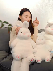 ตุ๊กตากระต่ายขี้เกียจ ตุ๊กตากระต่าย แบบนิ่ม สีขาว ขนาดใหญ่ ขนาด 45/65 ซม. ตุ๊กตาตัวใหญ่ ของขวัญเด็ก หมอนตุ๊กตา