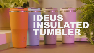 IDEUS  Insulated Travel Coffee Tumbler (414ml/532ml) Double Wall Stainless Steel Vacuum Leakproof Coffee Cups with Straw