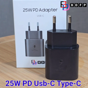 หัวชาร์จ 25W PD Type-C BDFP เหมาะกับ Samsung ซัมซุง  ชาร์จด่วนพิเศษ เร็วทันใจ สายชาร์จ 5A หัวชาร์จ Eu สีดำ Adaptive Fast Charging