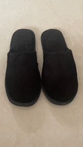 Mens solid color minimalist high end hotel slippers cotton anti slip indoor slippers for home use