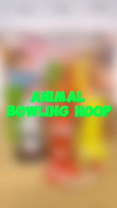 Hntob Wooden Bowling Hoop Set Kids Indoor Outdoor Animals Playset Ducational Game Childhood