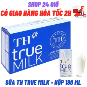 [ CHỈ GIAO CHO ĐƠN HỎA TỐC Ở HCM ]  Sữa Tươi TH Có Đường Thùng 48 Hộp 180 Ml
