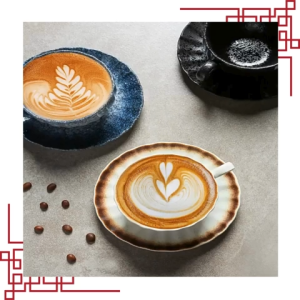 J Ceramics Creative Large Capacity Japanese Style Ceramic Coffee Tea Cup and Saucer Set with Handle