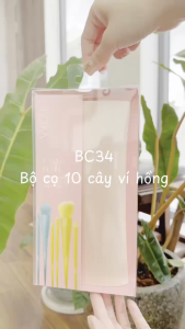 Bộ Cọ Cá Nhân 10 Cây & Ví Hồng VACOSI CANDY PUFFY BRUSH SET - BC34