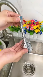 Vòi bồn rửa chén xịt tăng áp Đầu vòi xả thông minh 3 chế độ Dây dẻo xoay 360 độ chất liệu thép không rỉ