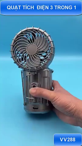 Đèn Cắm Trại 3in1 Kèm Quạt Sạc Tích Điện Và Dùng Pin AAA Đèn Treo Lều Năng Lượng Mặt Trời Tiện Lợi Cho Các Chuyến Đi