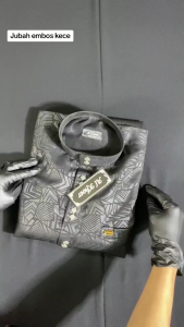 Gamis Dewasa Hitam Pria Tangan Manset Kancing Jepret