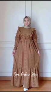 Malika Gamis Maxi Dress Kondangan Brukat ( Size S M L XL XXL XXXL 5L Jumbo )