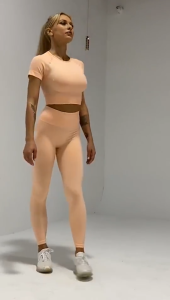 Quần dài yoga SURI eo cao màu cam co giãn 4 chiều tập thể dục chạy bộ