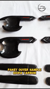 Paket Outer Door Cover Handle Pegangan Pintu Mobil Sigra 2016 - 2023 Glossy Carbon