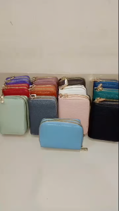 Deabolar Dompet Kartu Dual Zipper Muat Banyak Bahan Sintetis Lembut K3239 / B043 Card Wallet