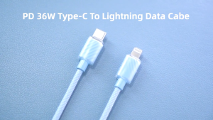 MCDODO CA-3661 / CA-3662 PD 36W Type C To Lightning Data Cable Fast Charging PVC Nylon Braided Cord Blue / Purple