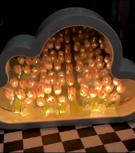 Calden 20 Tulip DIY lampu malam Led Cermin Lampu Dekorasi Bunga Tulip Lampu Hias LED   Tulip Frame Bunga Tulip Hadiah Liburan