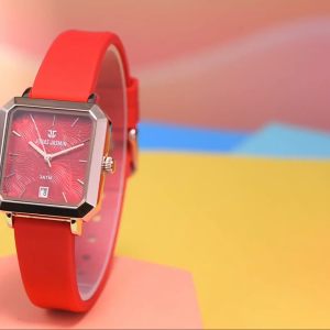 Box Exclusive Jam Tangan Jonas Jasmin Leaf JJ-2274 SV-856SSA / Jam Tangan Fashion Wanita Tali Rubber Diameter 3 cm