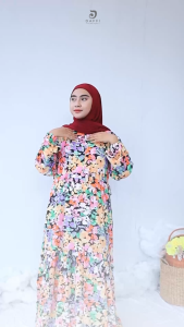 GAMIS MOTIF BUNGA TERBARU SERIES ZIRA DAFFI