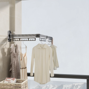 Wall Mounted Clothes Drying Rack Retractable Fold Away Clothes Dry Racks folding clothes hanger rack storage no drilling Upgraded and thickened