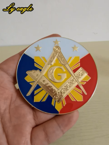 3inches Reflective Metal Mason Emblem Philippines National Flag Freemasonry fraternity Badge