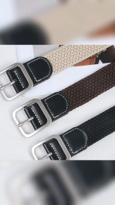 Korean Braided Belt Casual Retro Pin Buckle Belt For Women Elastic Canvas Punch-Free Belt For Women Tali Pinggang Perempuan腰带