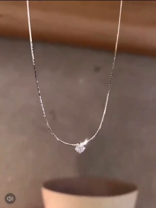 Kalung Titanium Vintage Liontin Single Diamond Wanita Rantai Italy Fashion Korea Style K125