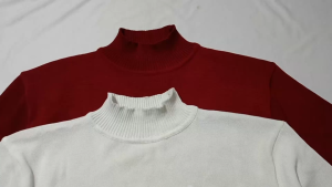 RH - Baju Rajut pria Turtleneck kerah tinggi tangan pendek slim fit sweater rajutan santai turtle neck