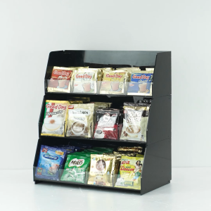 Rak Kopi Sachet Akrilik Compartment Terpisah