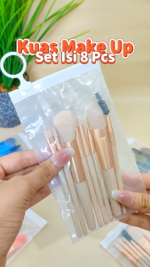 Kuas Make Up 8Pcs + Pouch Kuas Set Make Up 8pcs Set Mini Travel Blush