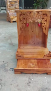 Bàn thờ thần tài ông địa gỗ xoan ngang 35 cm