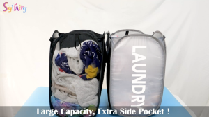 Handy Laundry Collapsible Mesh Pop Up Hamper with Carry Handles and Side Pocket Portable Foldable Clothes Baskets Nylon Storage Bag Mesh Net Bag for Laundry Room Bathroom Kids Room College Dorm or Travel Blush Space Saving