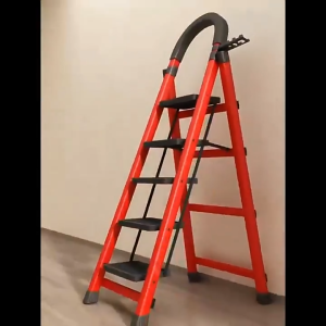บันไดมัลติฟังก์ชั่น บันไดเลื่อนกันลื่น บันไดพับอลูมิเนียมอัลลอยด์ (3/4/5/6 ชั้น) รับน้ําหนักได้ 300 กก. บันไดพับสีแดง / ดํา